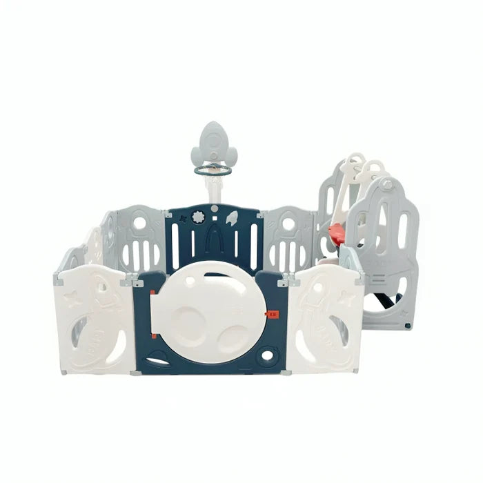 Little Toddlers (Foldable Playpen 8 Simple Panel, 1 Game Panel, 1 Door, 1 Basketball Hoop, 1 Swing)