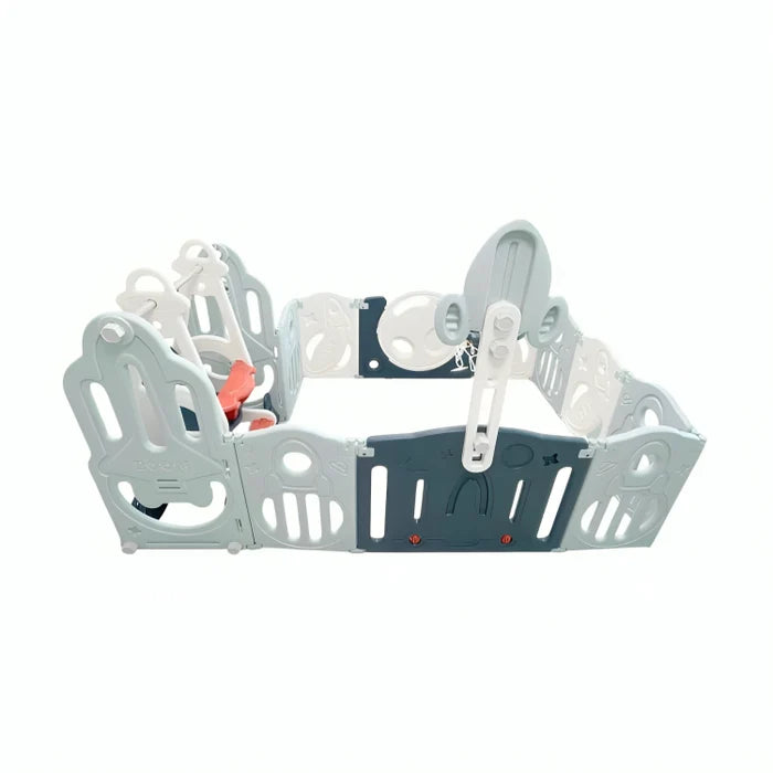 Little Toddlers (Foldable Playpen 8 Simple Panel, 1 Game Panel, 1 Door, 1 Basketball Hoop, 1 Swing)