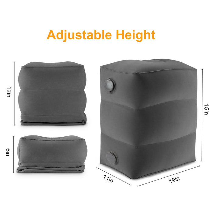 Maliton Inflatable Travel Footrest Pillow, (Dark Grey, 1 Pack).
