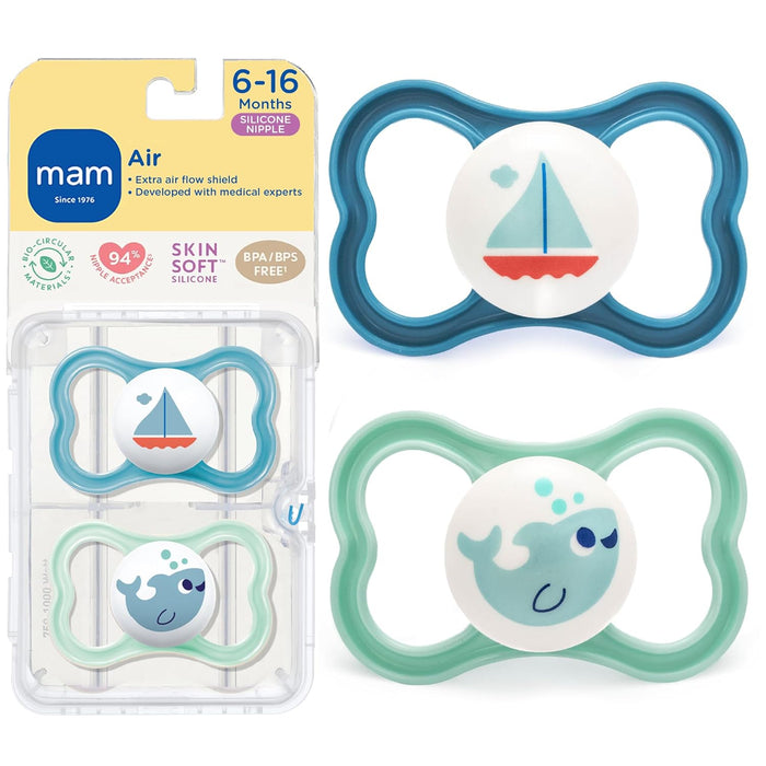 Mam Baby Supreme Silicone Pacifier Sealife -  Pack of 2 (16M+)