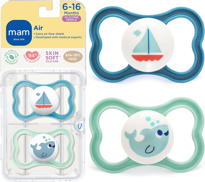 Mam Baby Supreme Silicone Pacifier Sealife -  Pack of 2 (6M+)