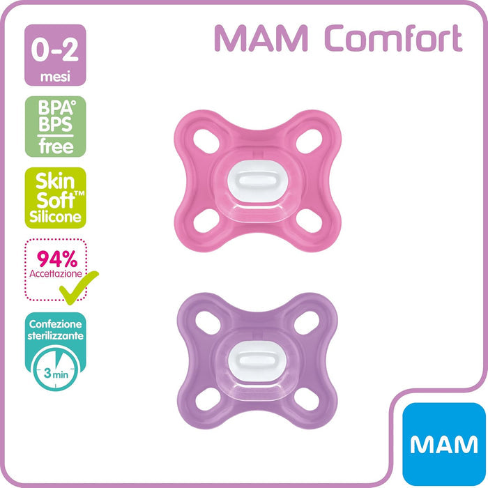 Mam Comfort Silicone Pacifier - Pack of 2 (0-3 Months)