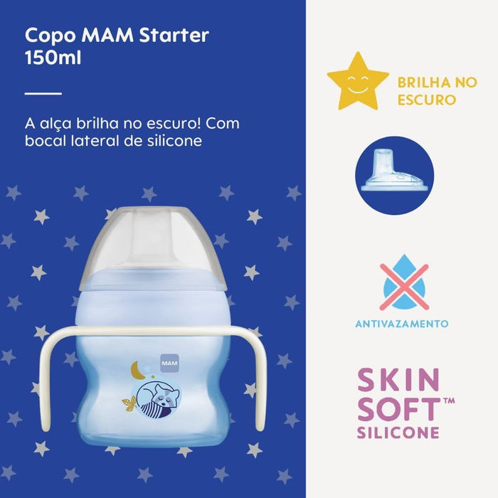 Mam Starter Silicone Cup Night, Glow In The Dark Handle (150ml)