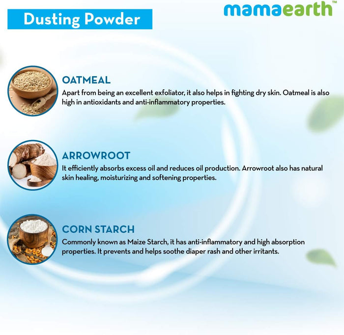 Mamaearth Dusting Powder With Organic Oatmeal & Arrowroot For Baby (300g)