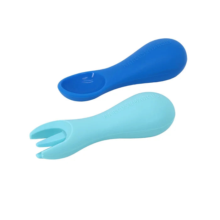Marcus & Marcus Silicone Palm Grasp Spoon & Fork Set  (Lucas)