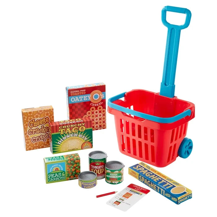 Melissa & Doug - Fill & Roll Grocery Basket Play Set - 11 Pcs - Multicolor