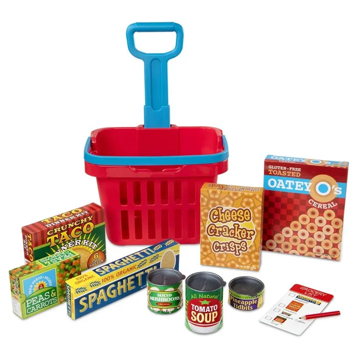 Melissa & Doug - Fill & Roll Grocery Basket Play Set - 11 Pcs - Multicolor