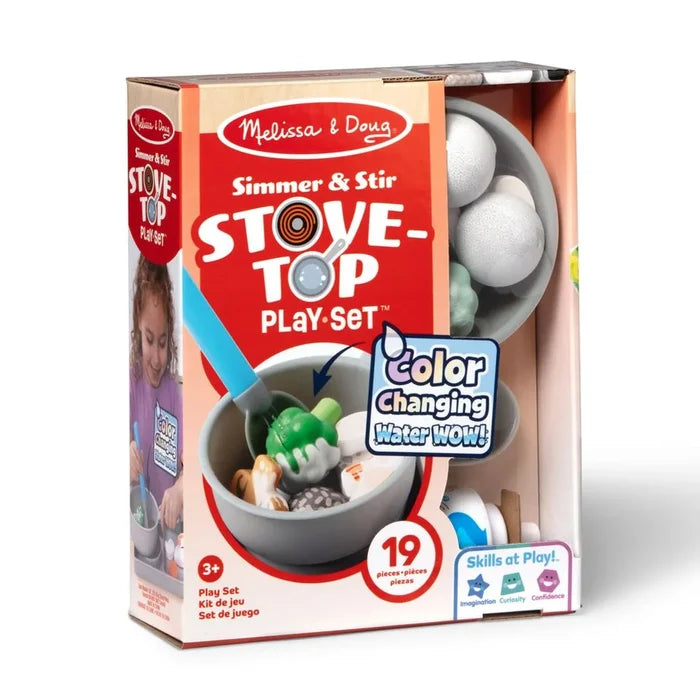 Melissa & Doug - Simmer & Stir Stovetop Pretend Play Set - 19 Pcs - Multicolor