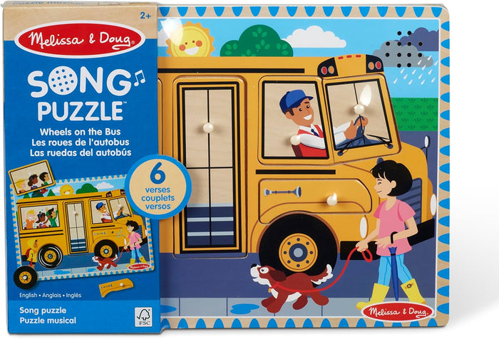 Melissa & Doug - The Wheels on the Bus Sound Puzzle - 6 Pcs - Multicolor