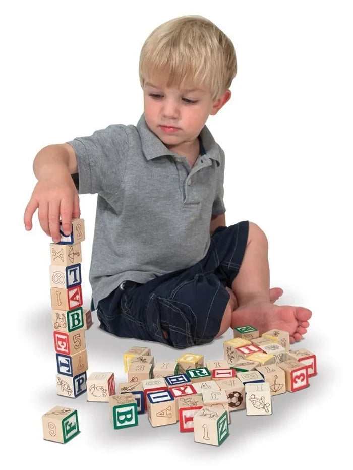 Melissa & Doug - Wooden ABC/123 Blocks - 50 Pcs - Multicolor