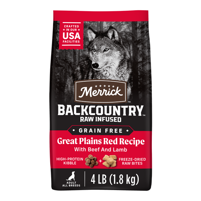 Merrick Backcountry Grain Free Dry Adult Dog Food Kibble With Freeze Dried Raw Pieces, Great Plains Red Recipe