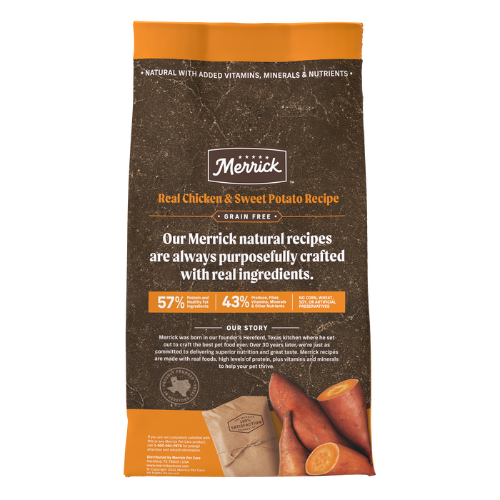 Merrick Premium Grain Free Dry Adult Dog Food, Wholesome And Natural Kibble With Real Chicken And Sweet Potato