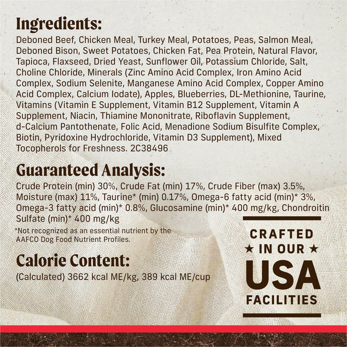 Merrick Premium Grain Free Dry Adult Dog Food, Wholesome And Natural Kibble With Beef, Bison And Sweet Potato