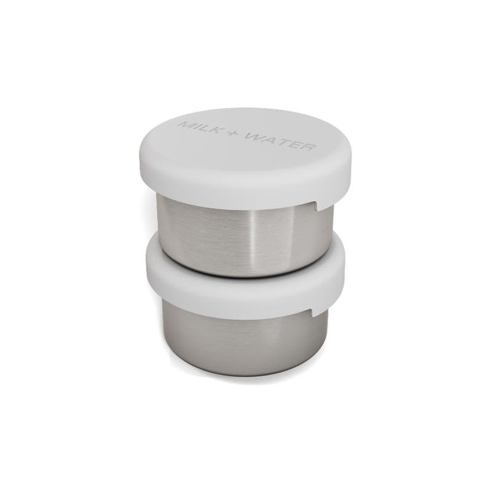 Milk + Water Stainless Steel Formula Pots With White Silicone Lid
