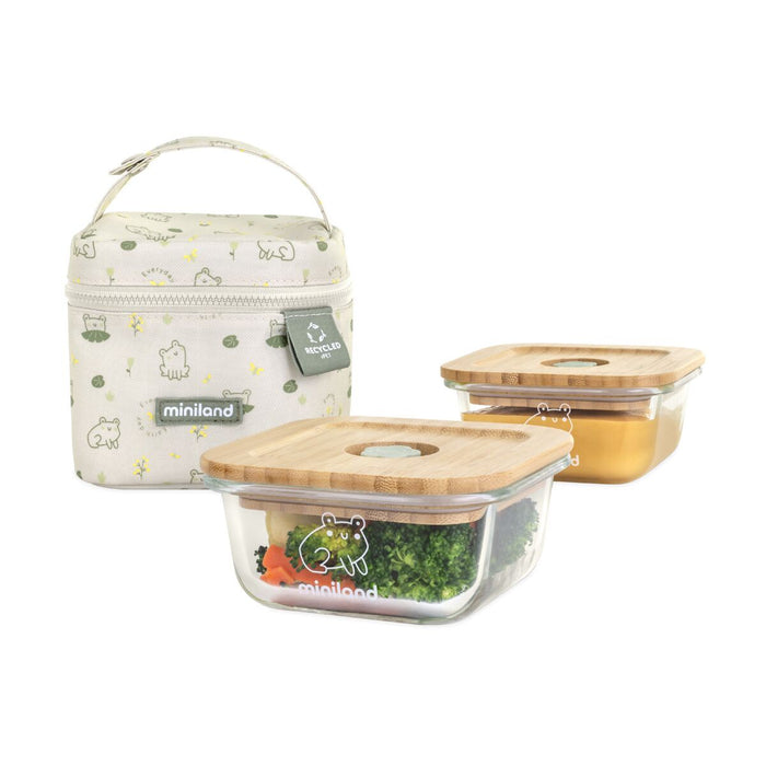 Miniland Pack 2 Go Ecosquare Food Containers (Frog)