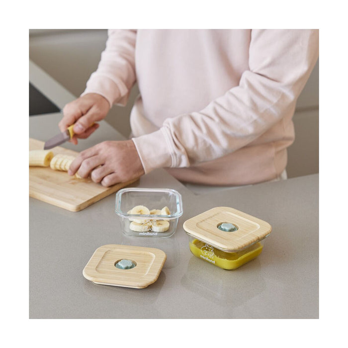 Miniland Pack 2 Go Ecosquare Food Containers (Frog)