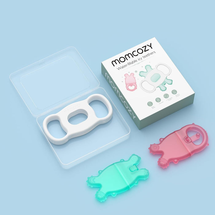 Momcozy Baby Teether Toys (Green & Pink) - Pack of 2