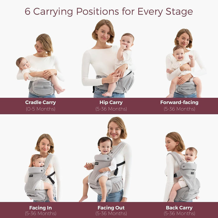 Momcozy Carrier With Hip Seat (Grey)