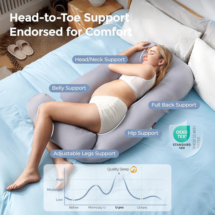 Momcozy Dreamline U Pro Pregnancy Pillow (Grey)