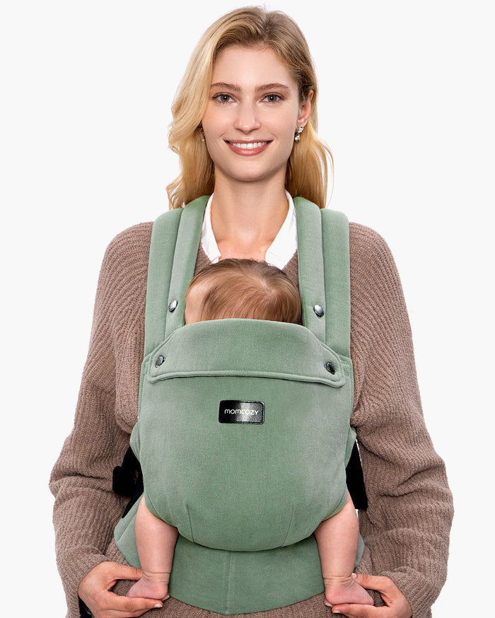 Momcozy GentleTouch Baby Carrier - Natural Linen Baby Carrier (Sage Green)