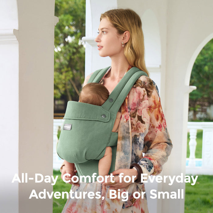 Momcozy GentleTouch Baby Carrier - Natural Linen Baby Carrier (Sage Green)