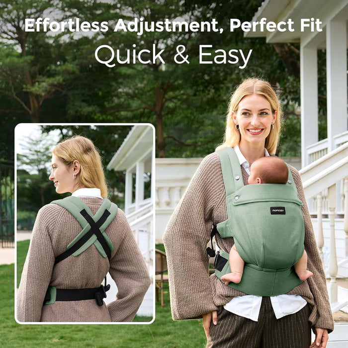 Momcozy GentleTouch Baby Carrier - Natural Linen Baby Carrier (Sage Green)