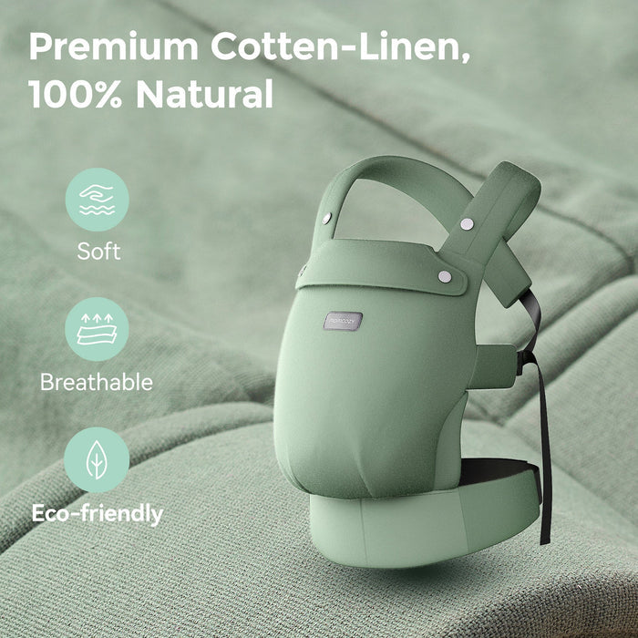 Momcozy GentleTouch Baby Carrier - Natural Linen Baby Carrier (Sage Green)