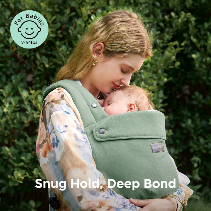 Momcozy GentleTouch Baby Carrier - Natural Linen Baby Carrier (Sage Green)