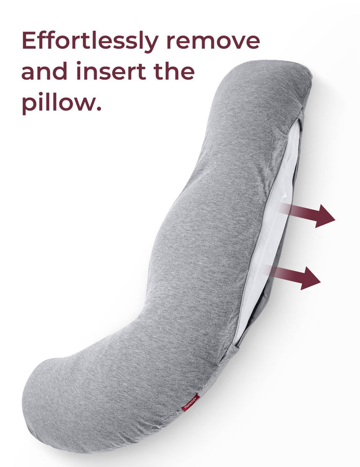 Momcozy J Shaped Pregnancy Pillow Cover (Grey)