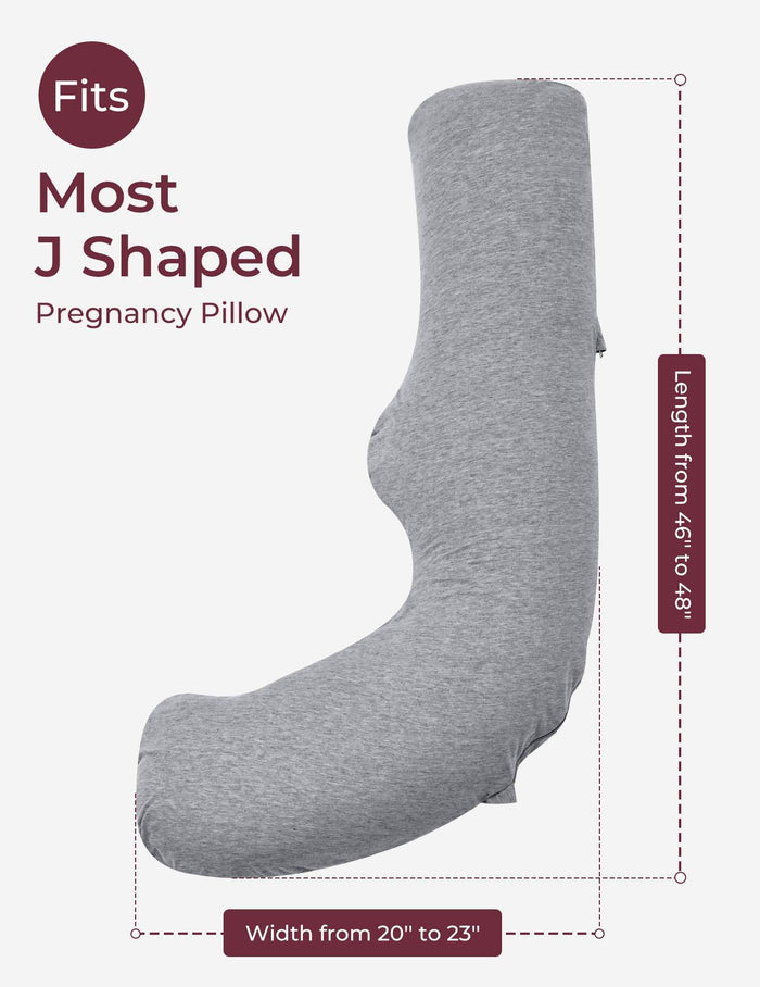 Momcozy J Shaped Pregnancy Pillow Cover (Grey)