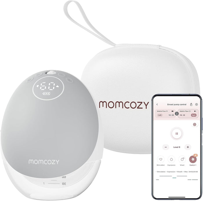 Momcozy M9 Wearable Breast Pump, Mobile App Controlled - Grey