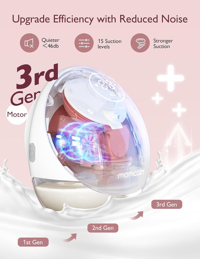 Momcozy M9 Wearable Breast Pump, Mobile App Controlled - Grey