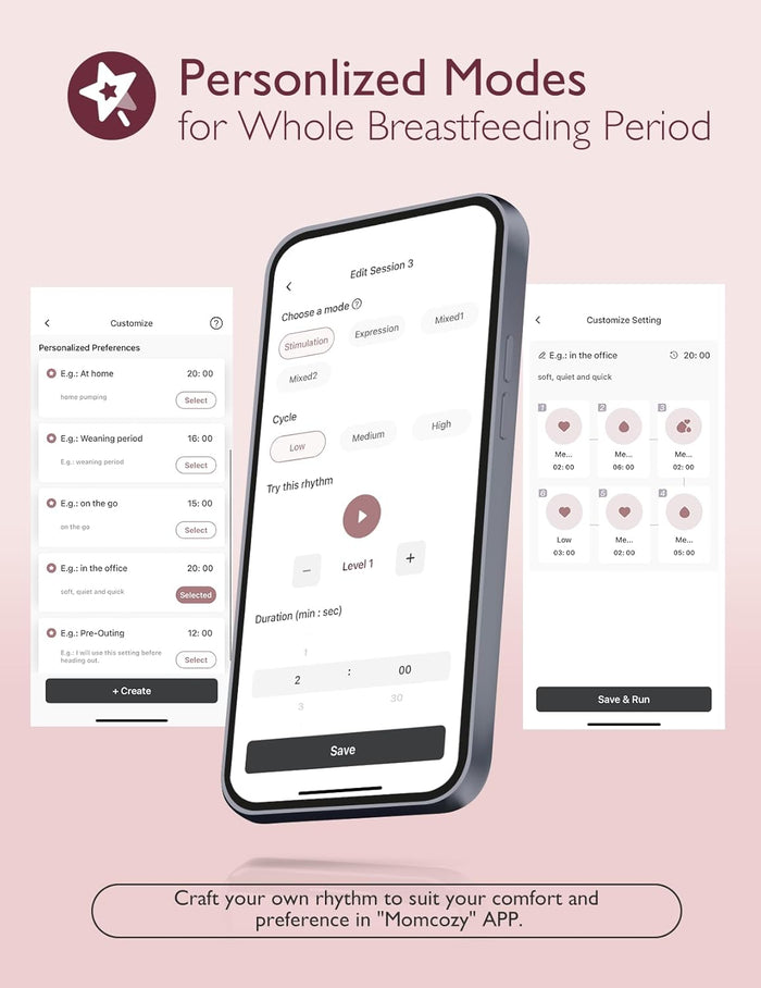 Momcozy M9 Wearable Breast Pump, Mobile App Controlled - Grey