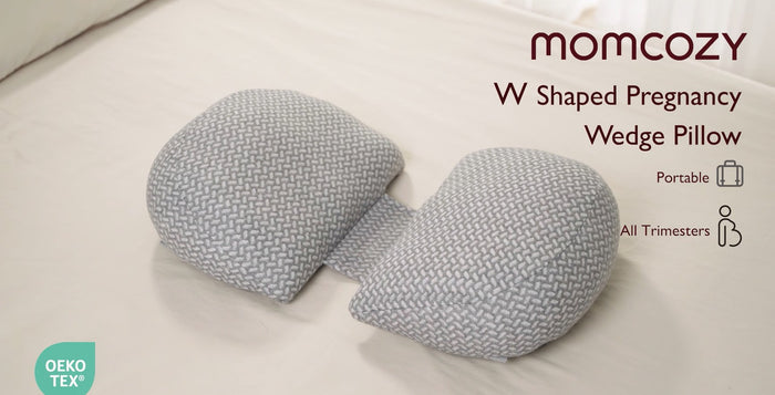 Momcozy Plus W-Shaped Pregnancy Pillow for Sleeping (Grey and White)