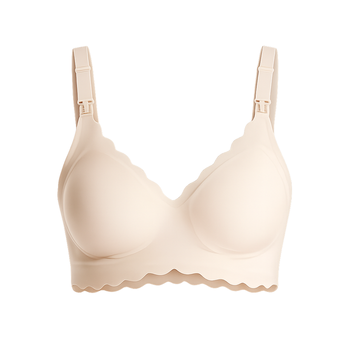 Momcozy Seamless Support Floral Nursing Bra with Jelly Strip (Cream)