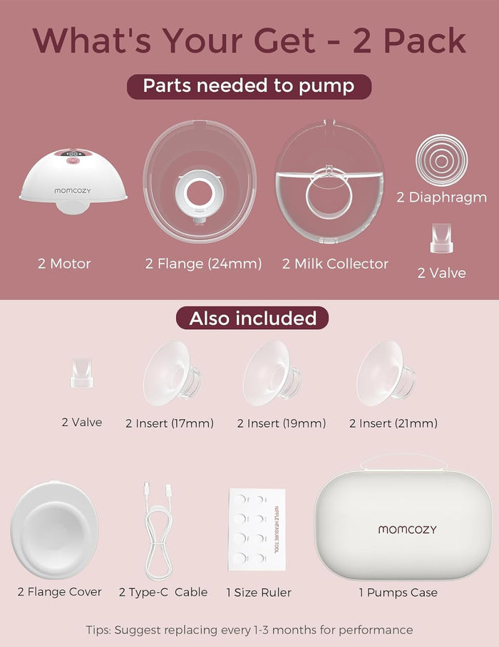 Momcozy Wearable Breast Pump M5 Smart (Maroon)