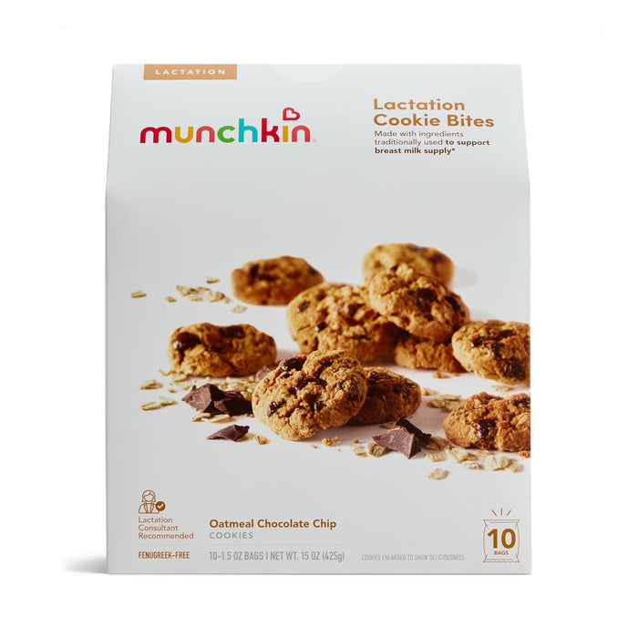 Munchkin Milk Makers Lactation Cookie Bites, Oatmeal Chocolate Chip (10 Count).
