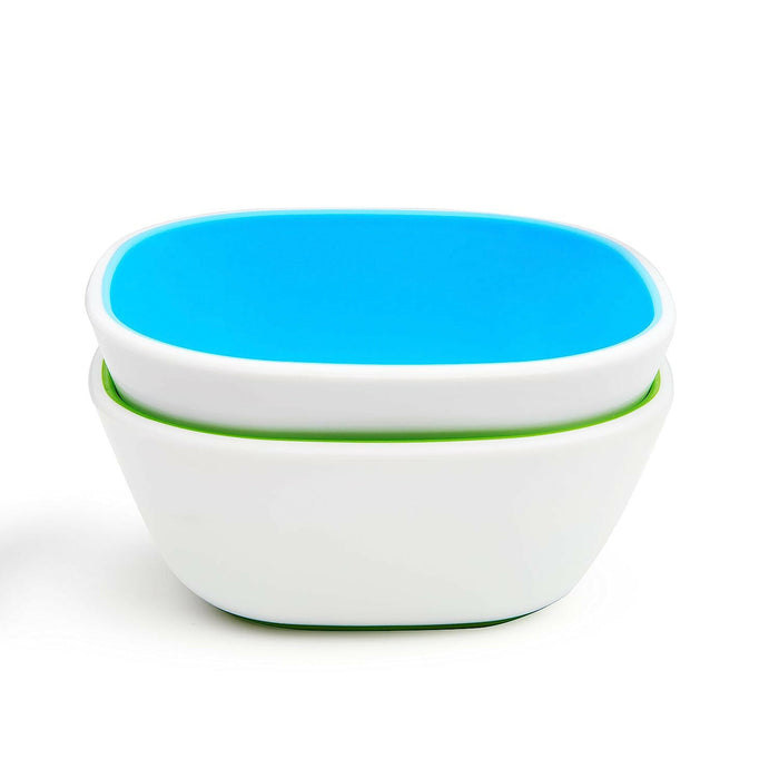 Munchkin Splash 4 Piece Toddler Divided Plate and Bowl Dining Set, Blue/Green.