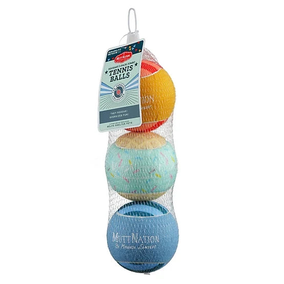 MuttNation Carousel Jumbo Tennis Balls 3pk Dog Toy