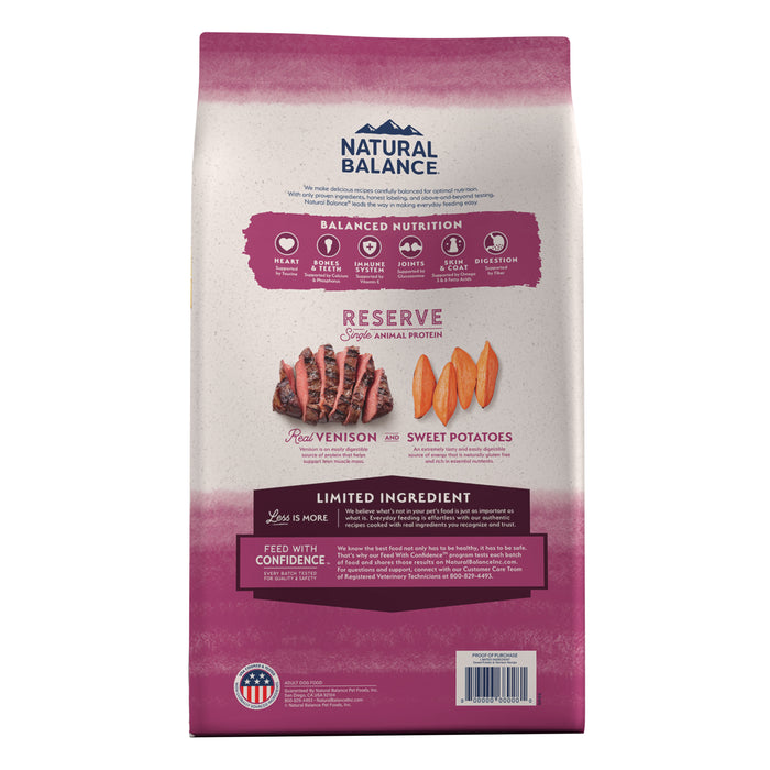 Natural Balance Limited Ingredient Reserve Grain Free Dry Dog Food, Sweet Potato & Venison Recipe, 4 lbs.