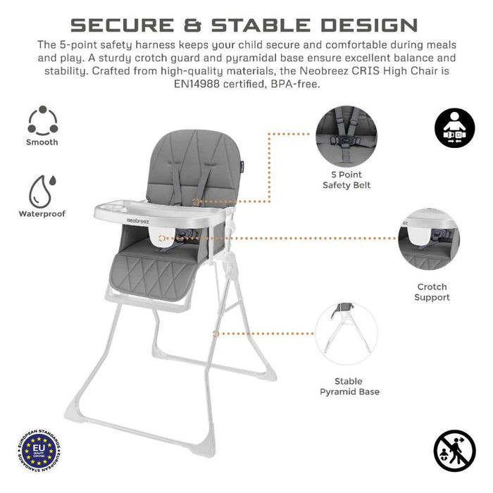 Neobreez Chris Baby High Chair (Medium Gray/White)