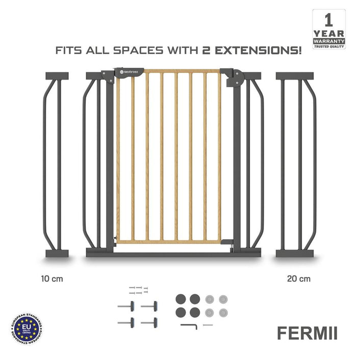 Neobreez Fermii Safety Gate (75 to 85 cm standard, up to 115 cm with extensions)