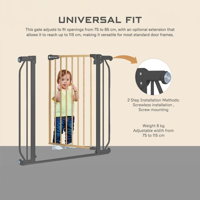 Neobreez Fermii Safety Gate (75 to 85 cm standard, up to 115 cm with extensions)