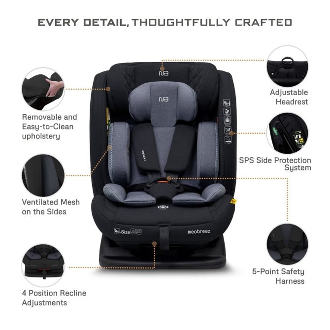 Neobreez I-Eroca I-Size Car Seat (Black/Dark Gray)