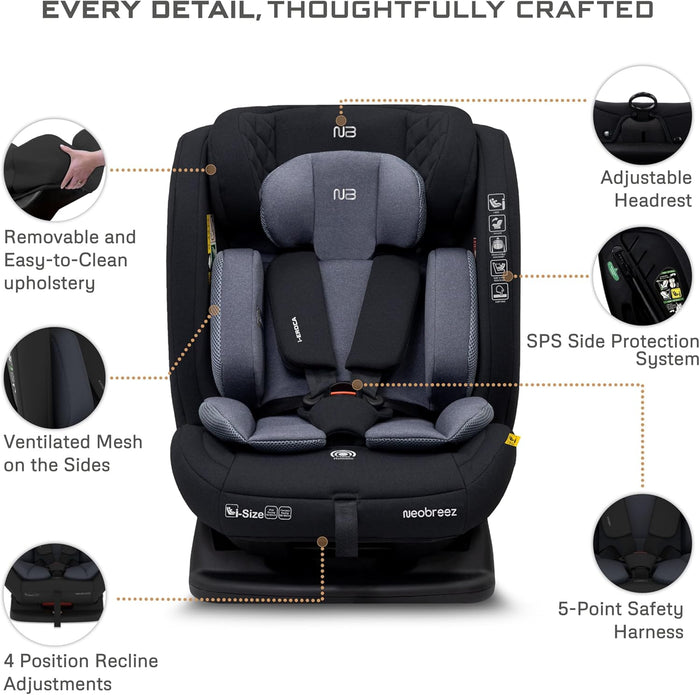 Neobreez I-Eroca I-Size Car Seat (Black/Dark Gray)