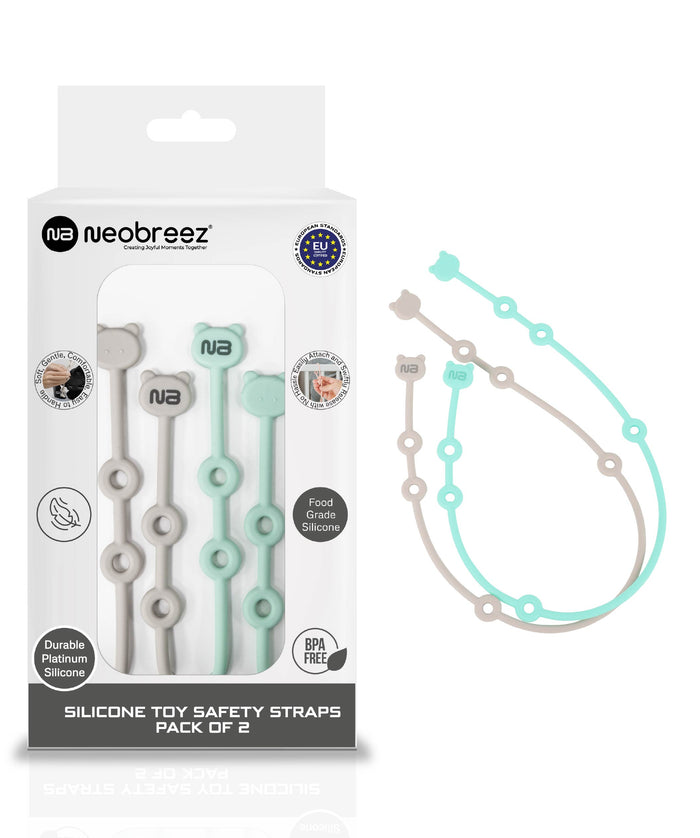 Neobreez Silicone Toy Strap - Pack of 2 (Gray/Green)
