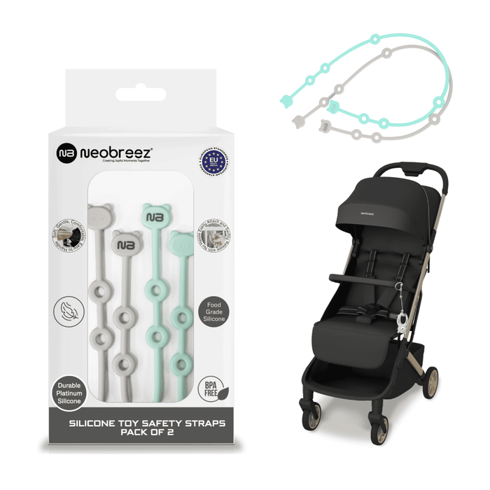 Neobreez Silicone Toy Strap - Pack of 2 (Gray/Green)