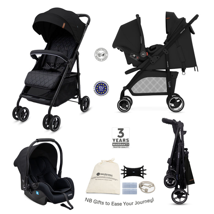 Neobreez Vomxi Plus Baby Stroller 2-in-1 Travel System (Black)