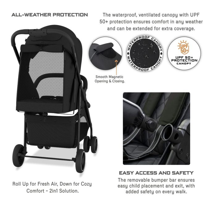 Neobreez Vomxi Plus Baby Stroller 2-in-1 Travel System (Black)