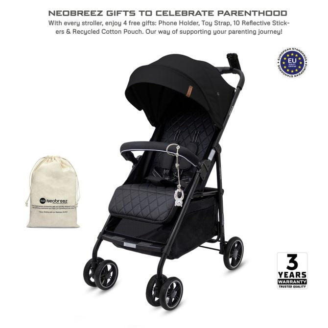 Neobreez Vomxi Plus Baby Stroller 2-in-1 Travel System (Black)